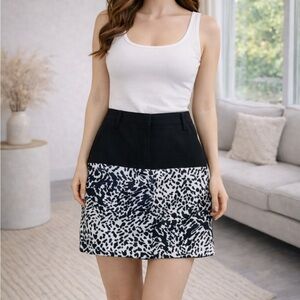 Tibi Black & White Trouser Mini Skirt